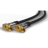 goobay SAT-Antennenkabel (135dB typ), F-Stecker 90° > F-Stecker 90° schwarz, 1 Meter