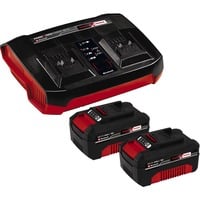 EINHELL 2x 4,0Ah & Twincharger Kit, Set schwarz/rot